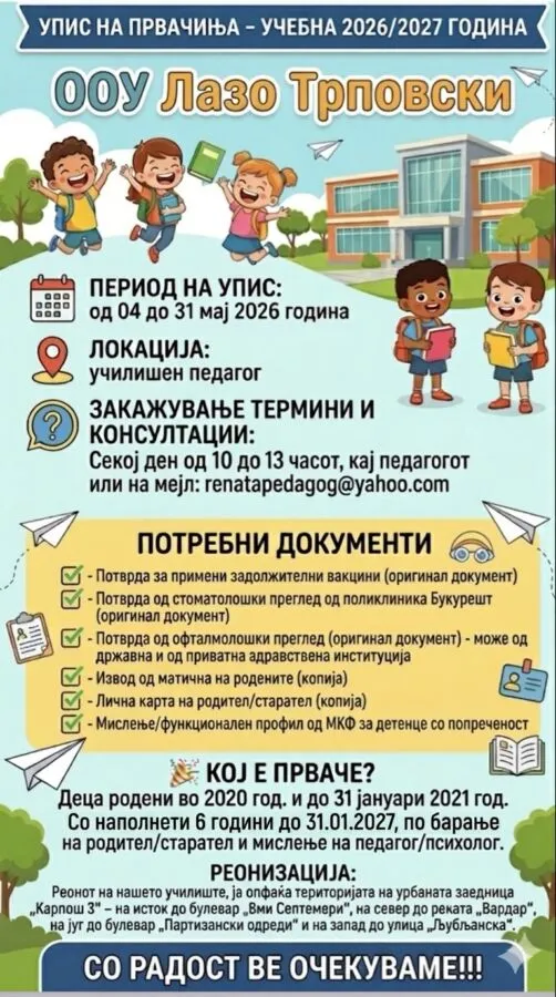 упис првачиња 16 04 2026